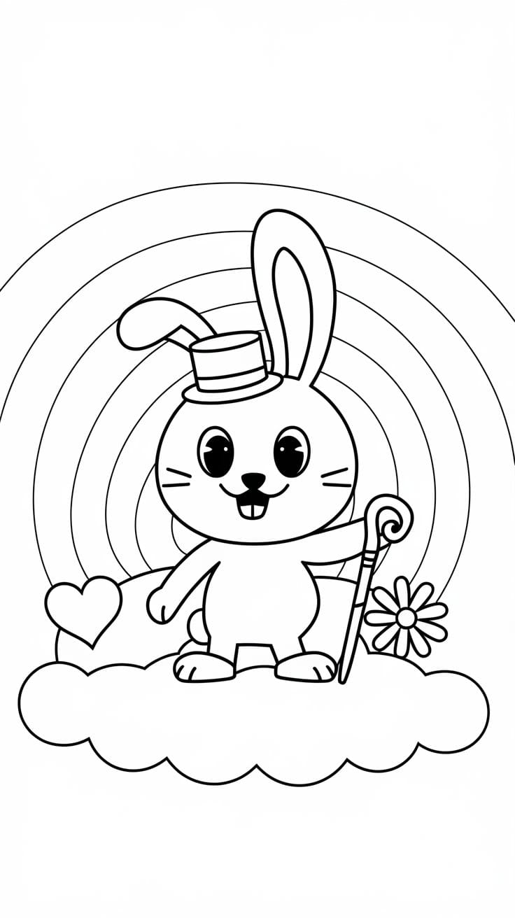 a line drawing of a bunny with a top hat h06p2rYlR7G oyMDm90XNQ z2u8XQz7RO6eO5yJ300lVw