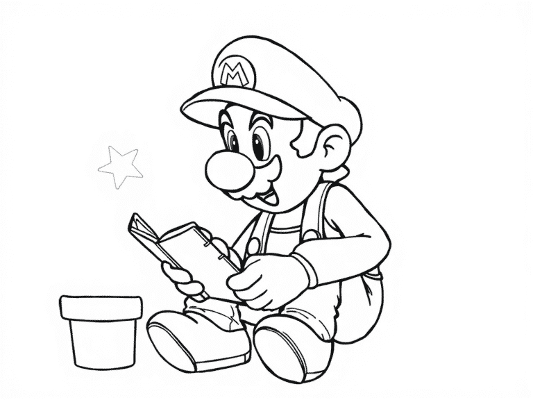 16 new Mario Coloring Pages 3 mario just reading image