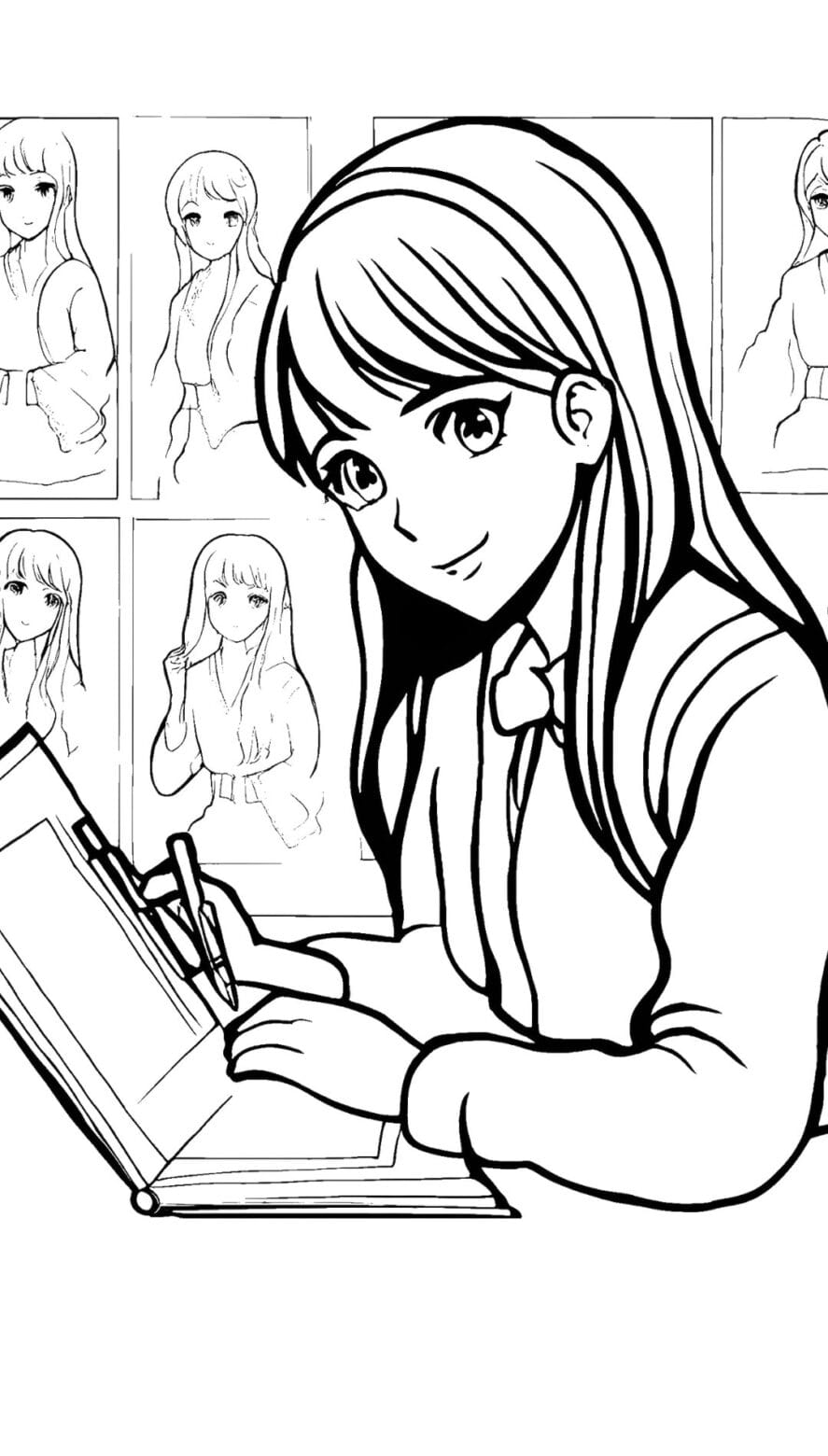cute  Printable Anime Coloring Pages for anime easy
