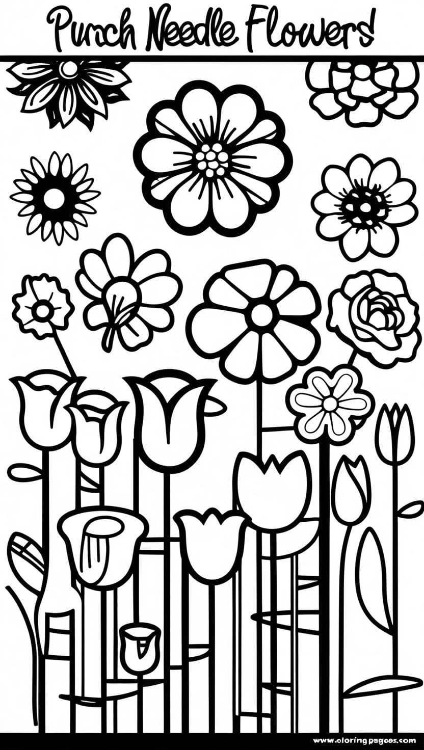 Punch Needle Patterns Flowers coloring page (2) Punch Needle Patterns Flowers coloring page