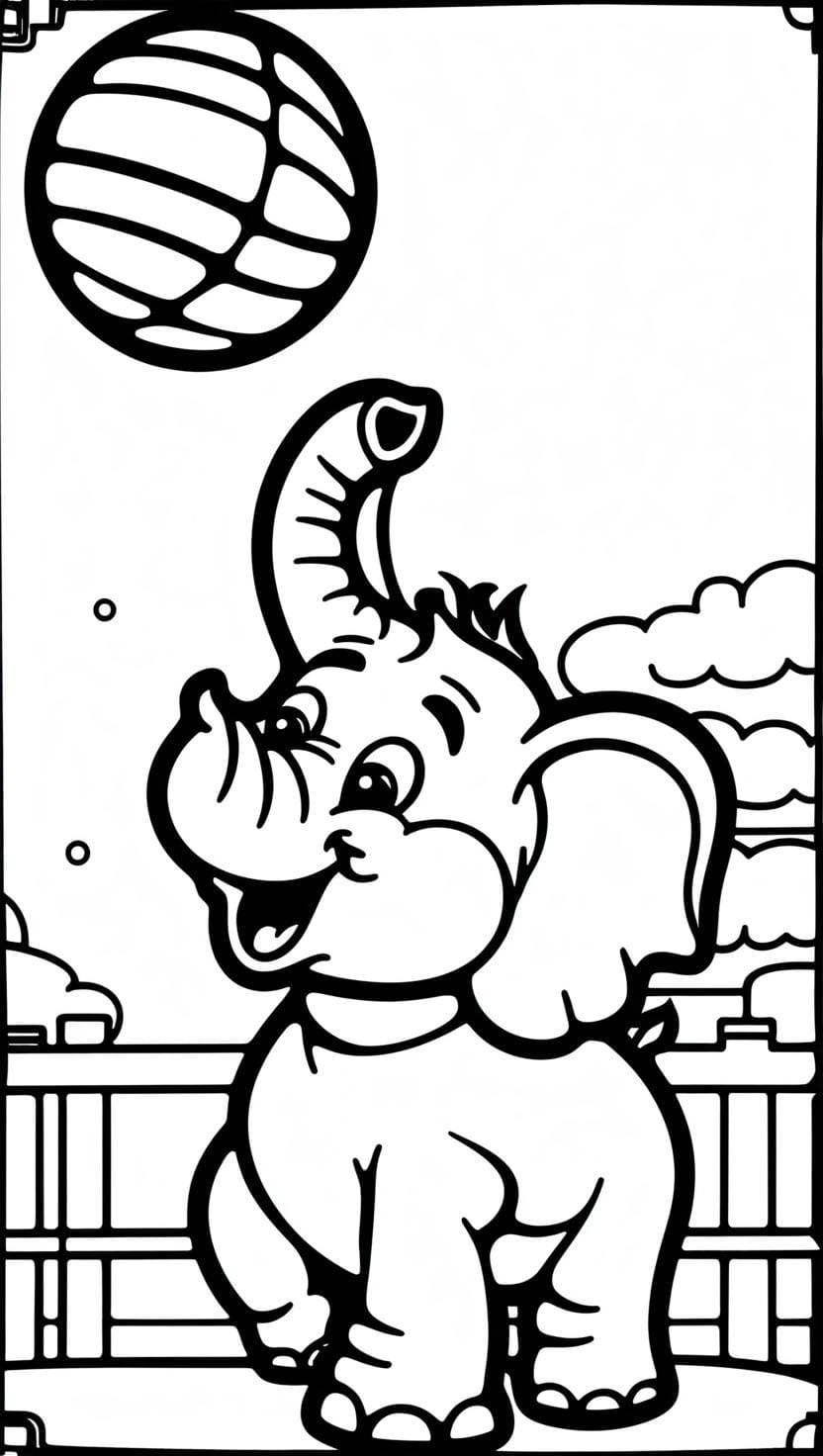 elephant playing ball coloring page (2) elephant playing ball coloring page 2