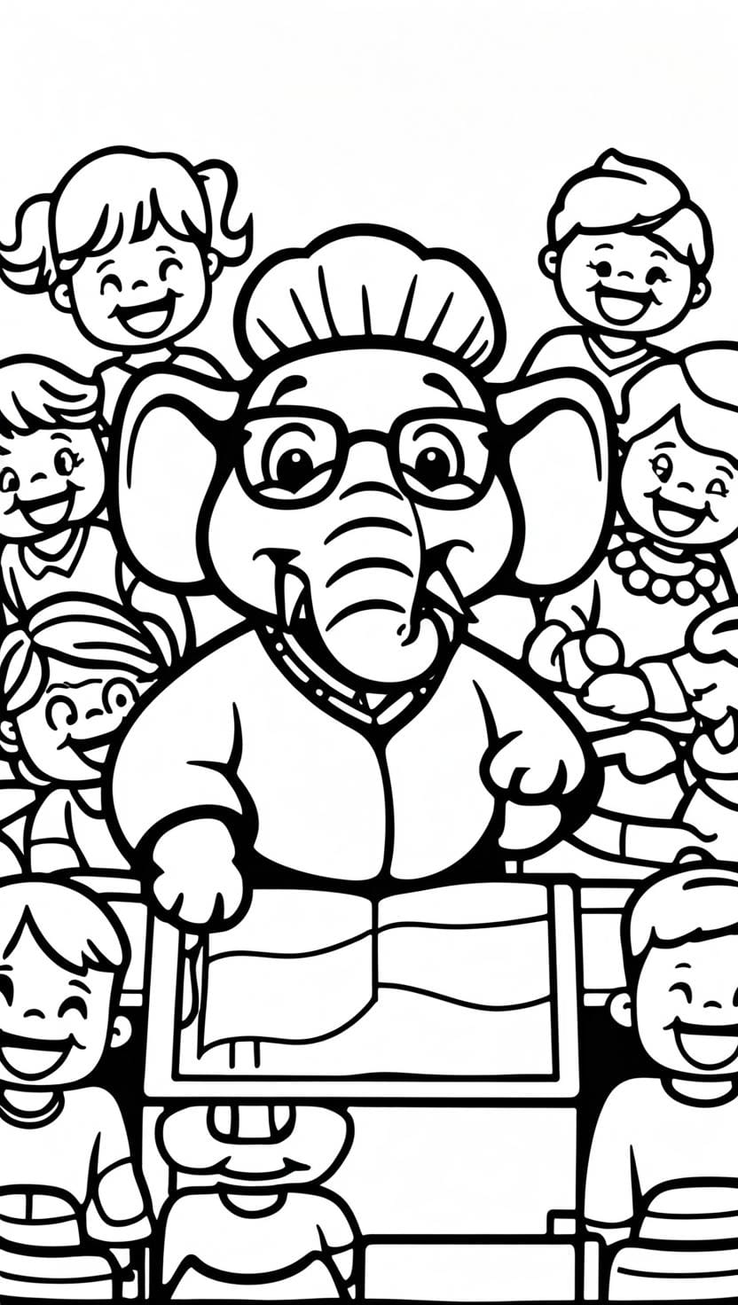 elephant teacher coloring page elephant teacher coloring page