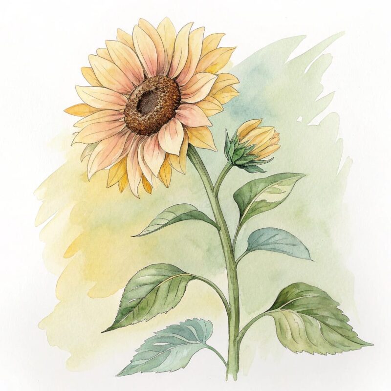 a detailed watercolor painting of a single flower