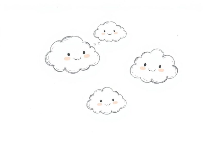 fluffy clouds with image