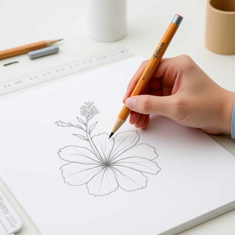 Hibiscus Flower Drawing Tutorial: Capturing Tropical Paradise on Paper 2 hibiscus draw