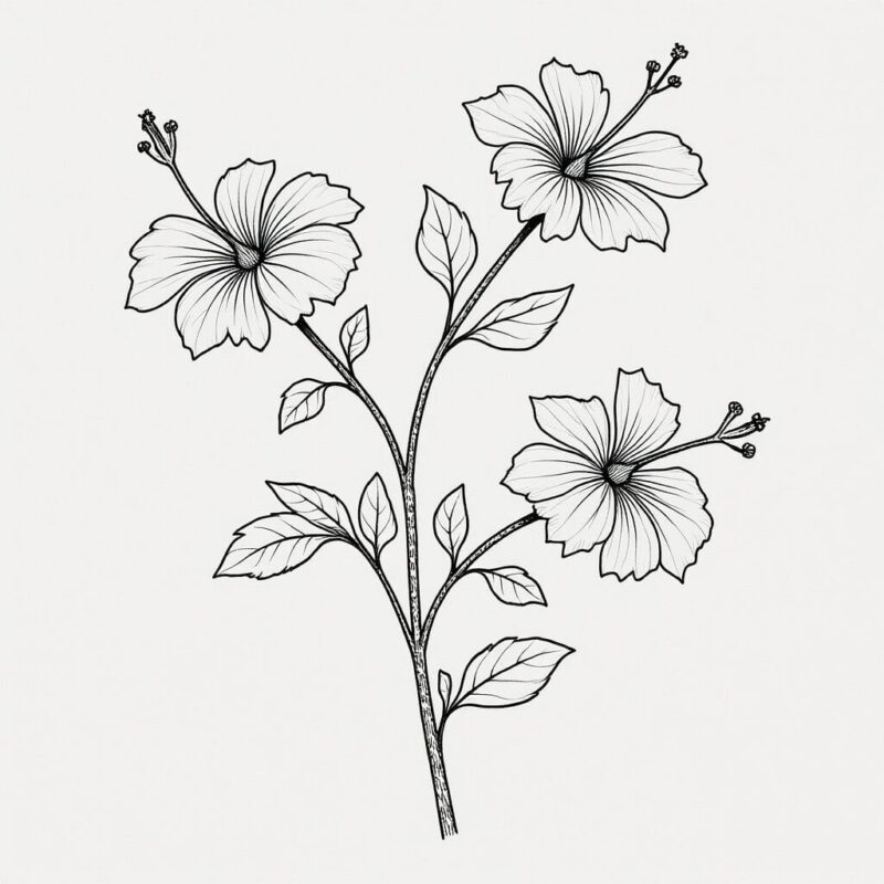 hibiscus flower draw