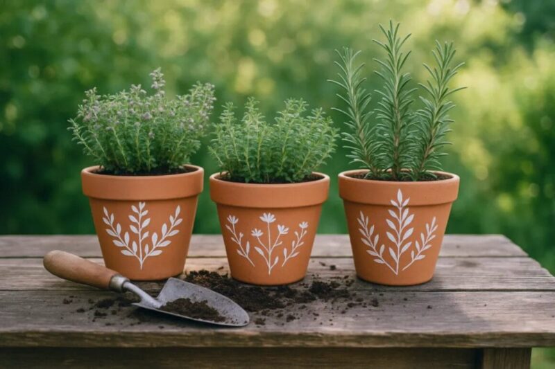  Painted Terracotta Pots