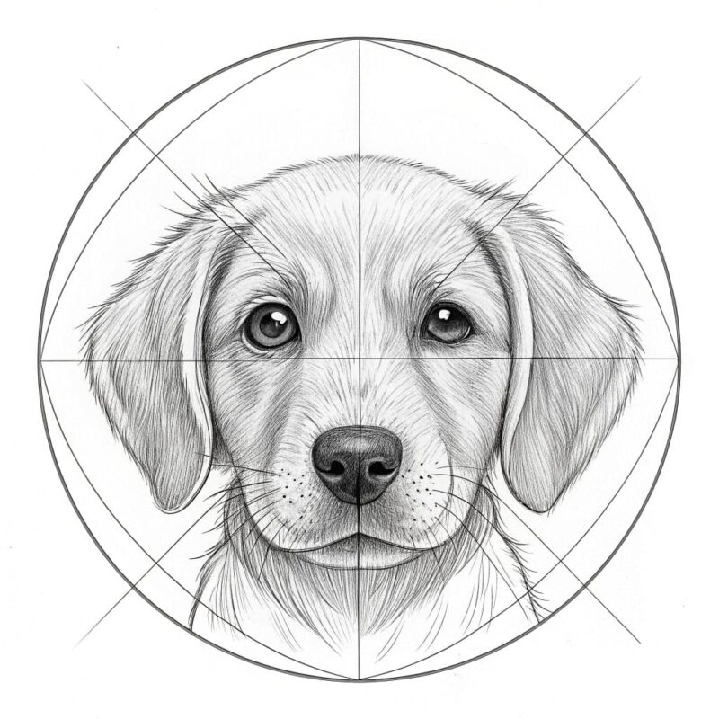 puppy head circle with faint vertical line down c