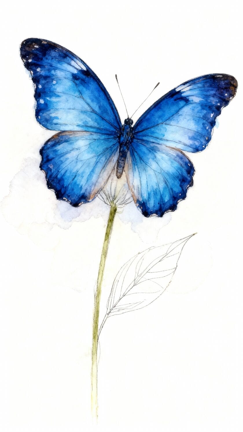 Watercolor Single Colored Friendly Butterfly