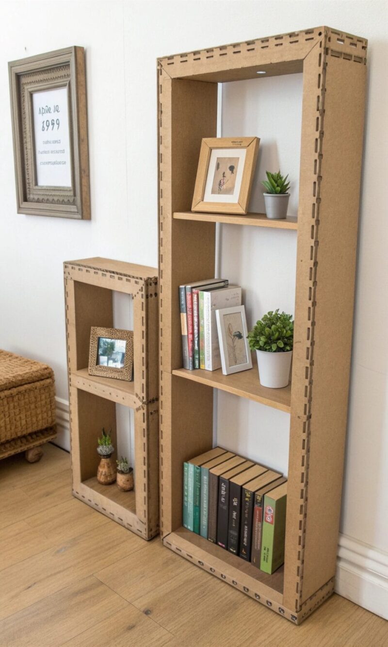 create a diy cardboard frames bookshelves