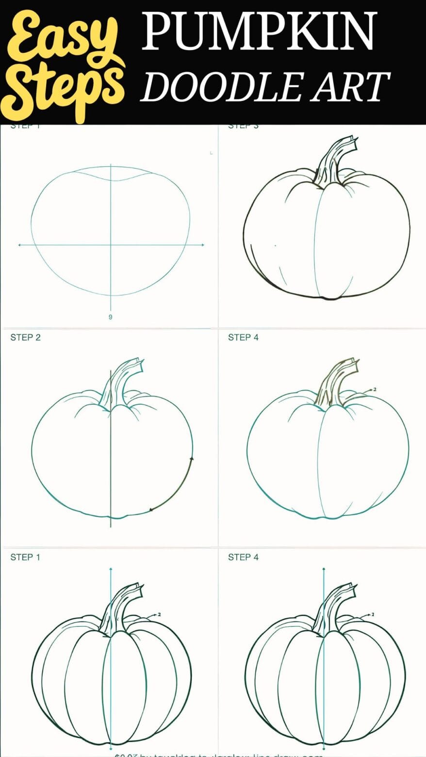 10 Cute Pumpkin Doodles easy drawing ideas and steps 2 doodle music2