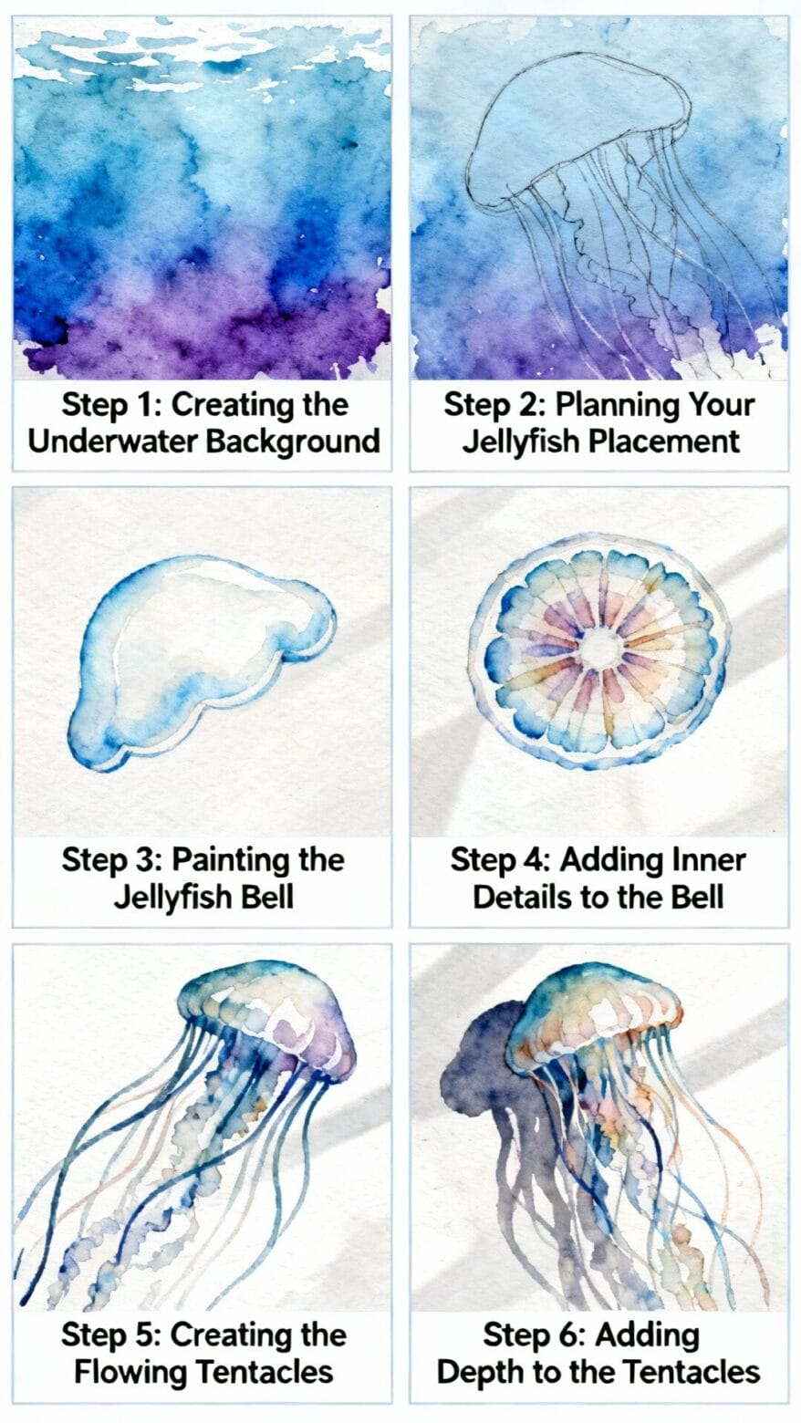 How to start Painting Jellyfish on Canvas for Beginners jellyfish_watercolor_tutorial_9x16