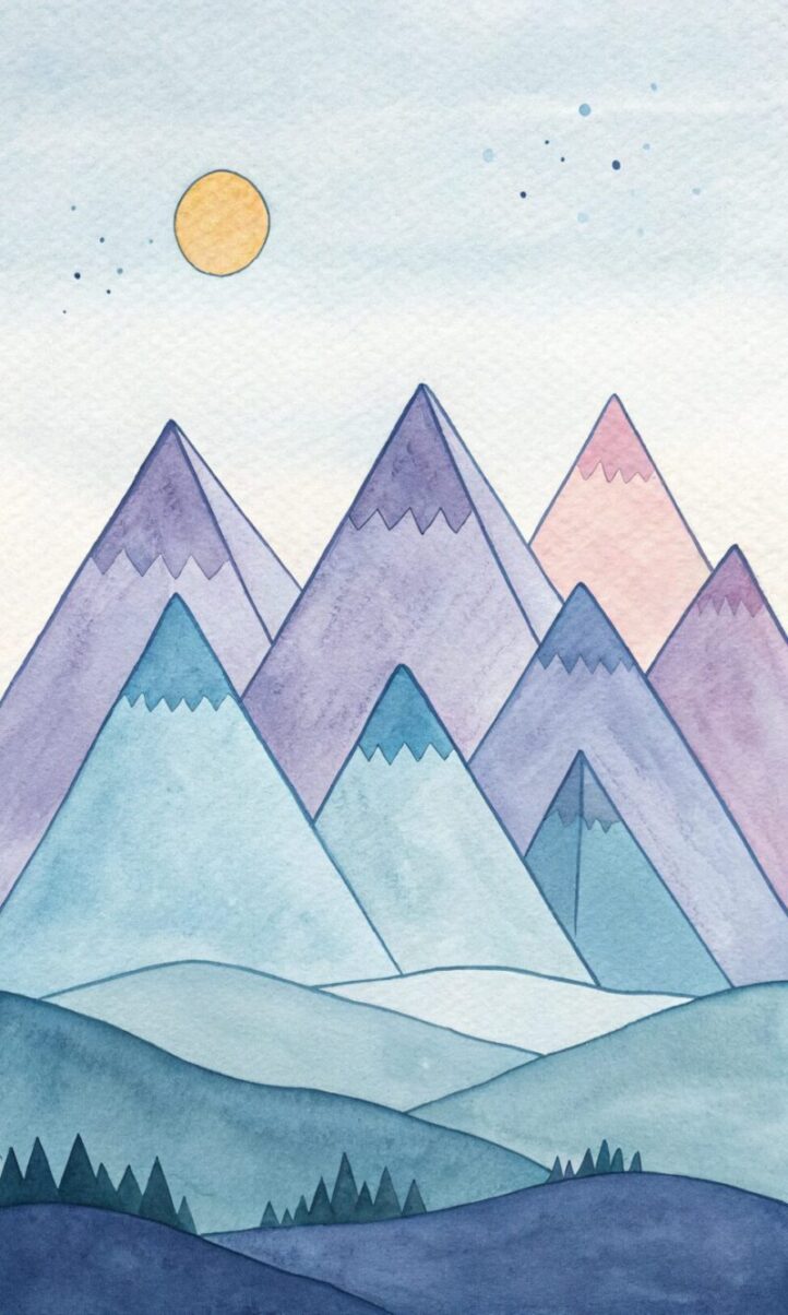 prompt a minimalist mini watercolor landscape wi