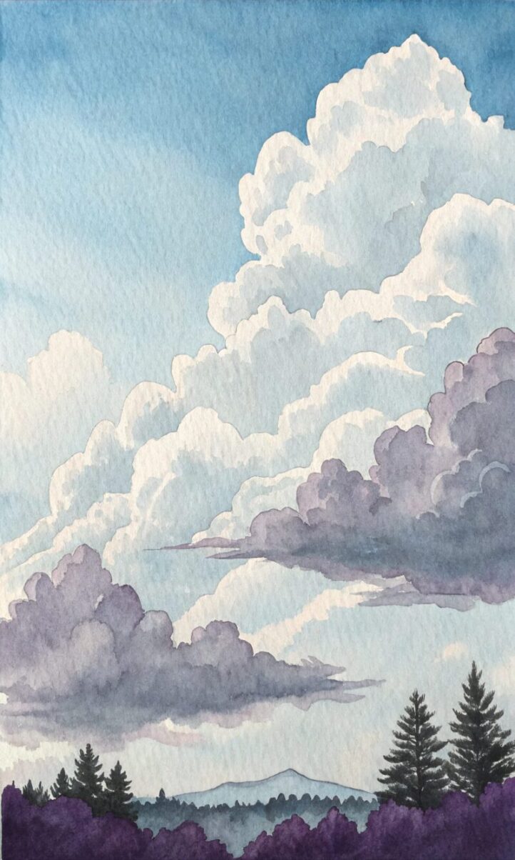 prompt a peaceful mini watercolor painting of wh