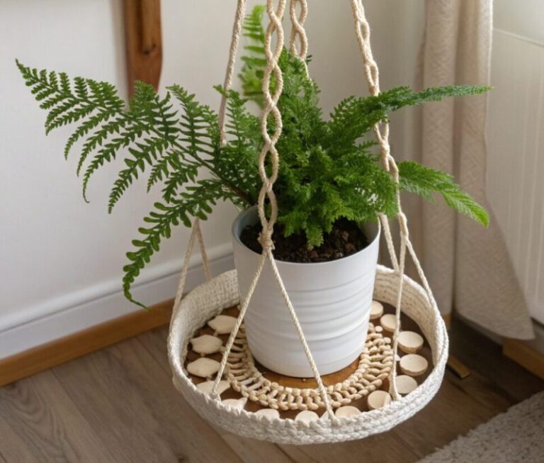 12 Macrame Plant Hanger Ideas to Transform Your Indoor Garden 5 saucer integrated design practical macrame hange 1