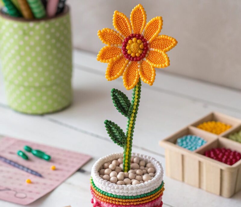 10 Easy Beaded Flower Patterns to transform your Beauty three-dimensional-miniature-beaded-flower-magnet-i