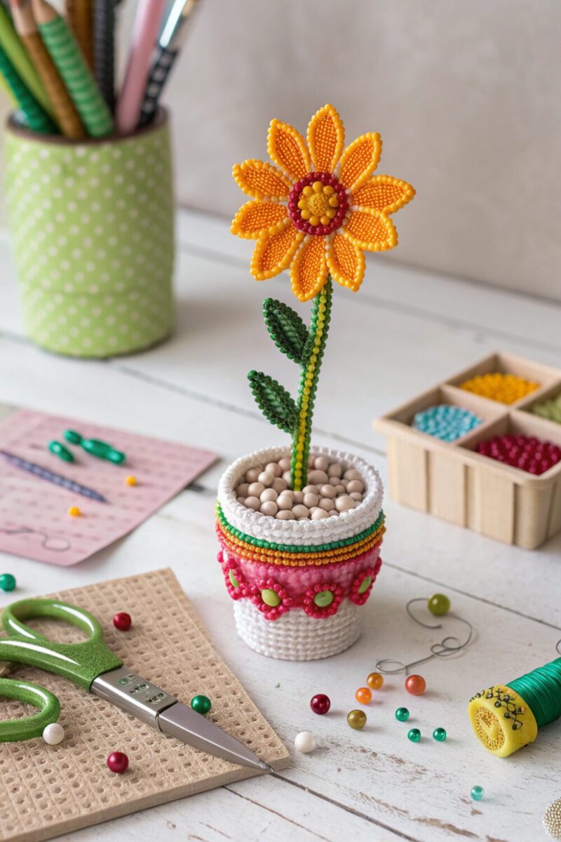 three dimensional miniature beaded flower magnet i