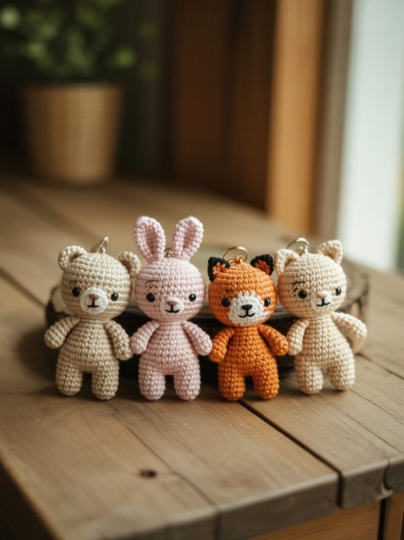 1. Mini Amigurumi Animal Keychains