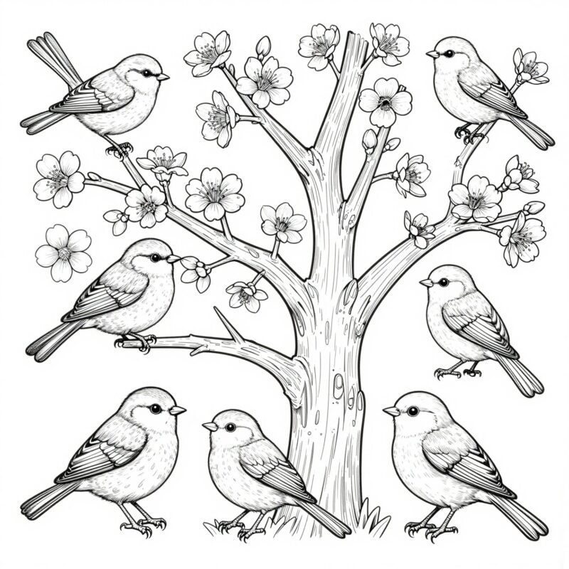 6. Spring Birds in a Tree