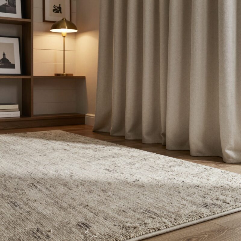 14 Home Library Design Ideas 8 8. Add Texture with Rugs, Curtains, and Wall Treatments