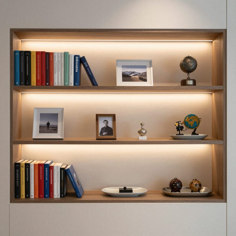 14 Home Library Design Ideas 9 9. Create a “Display Shelf” for Favorites and Personal Style
