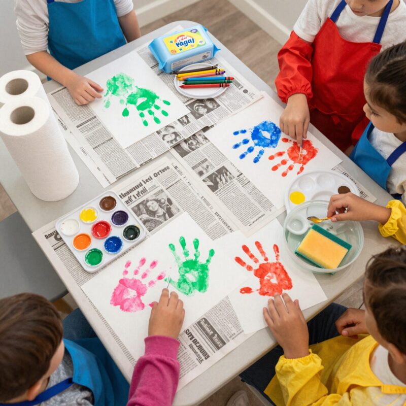 Hand Print Crafts for Kids: A Complete How-To Guide 3 Step 2: Prep the Space for Less Mess