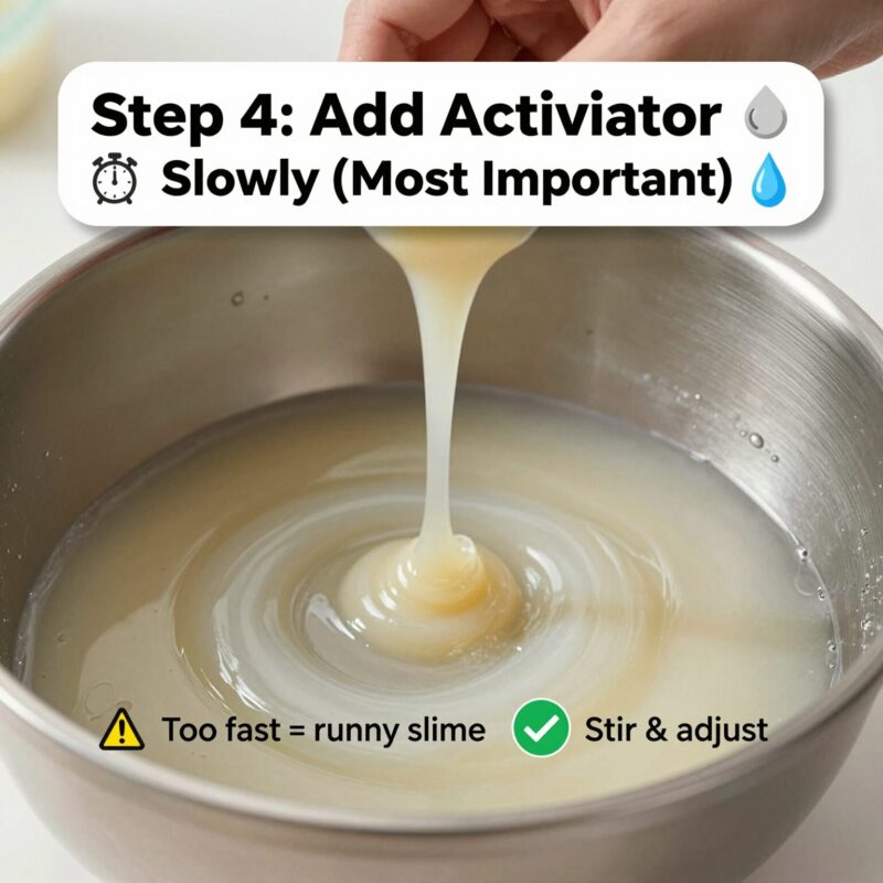 Step 4: Add Activator Slowly (This Is the Most Important Part)