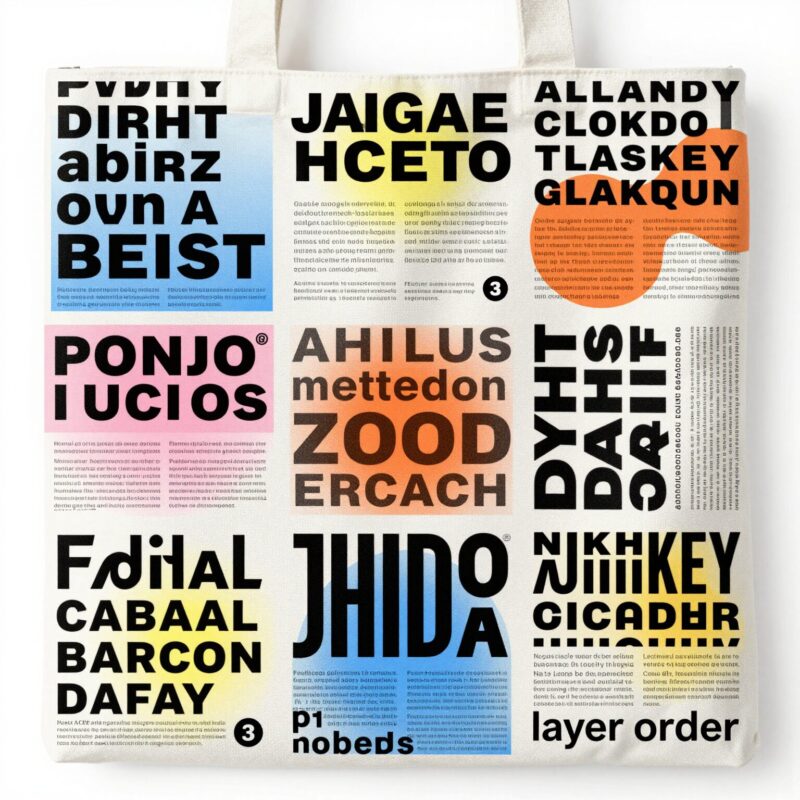 10 Tote Bag Design Ideas 6 5. Layered typographic campaign (repeatable stencil-based approach)