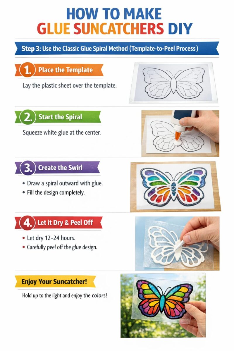Step 3: Use the Classic Glue Spiral Method (Template-to-Peel Process)