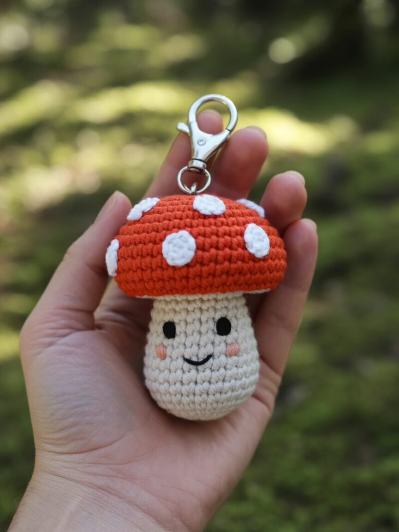 5. Crochet Mushroom Keychains