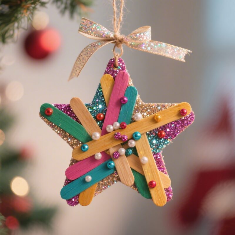 7. Popsicle Stick Star Decoration