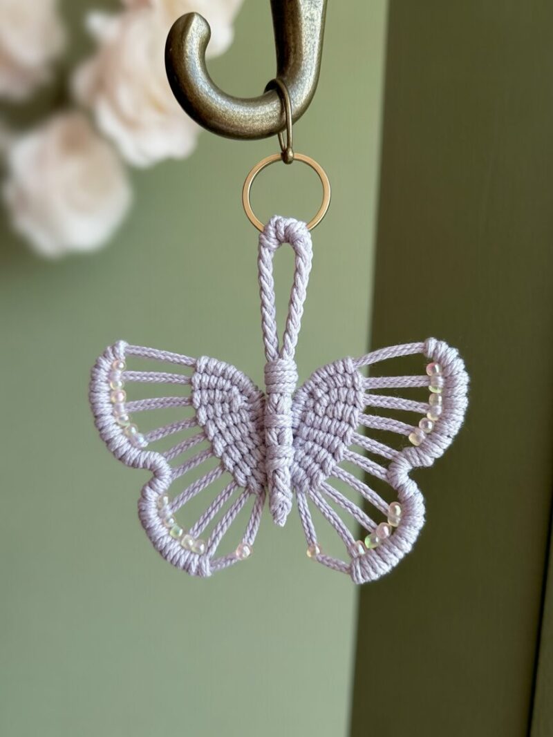 10 Macrame Keychain Ideas to Elevate Your Craft Game 8 8. Butterfly Macrame Keychain
