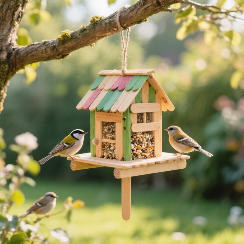 8. Popsicle Stick Bird Feeder