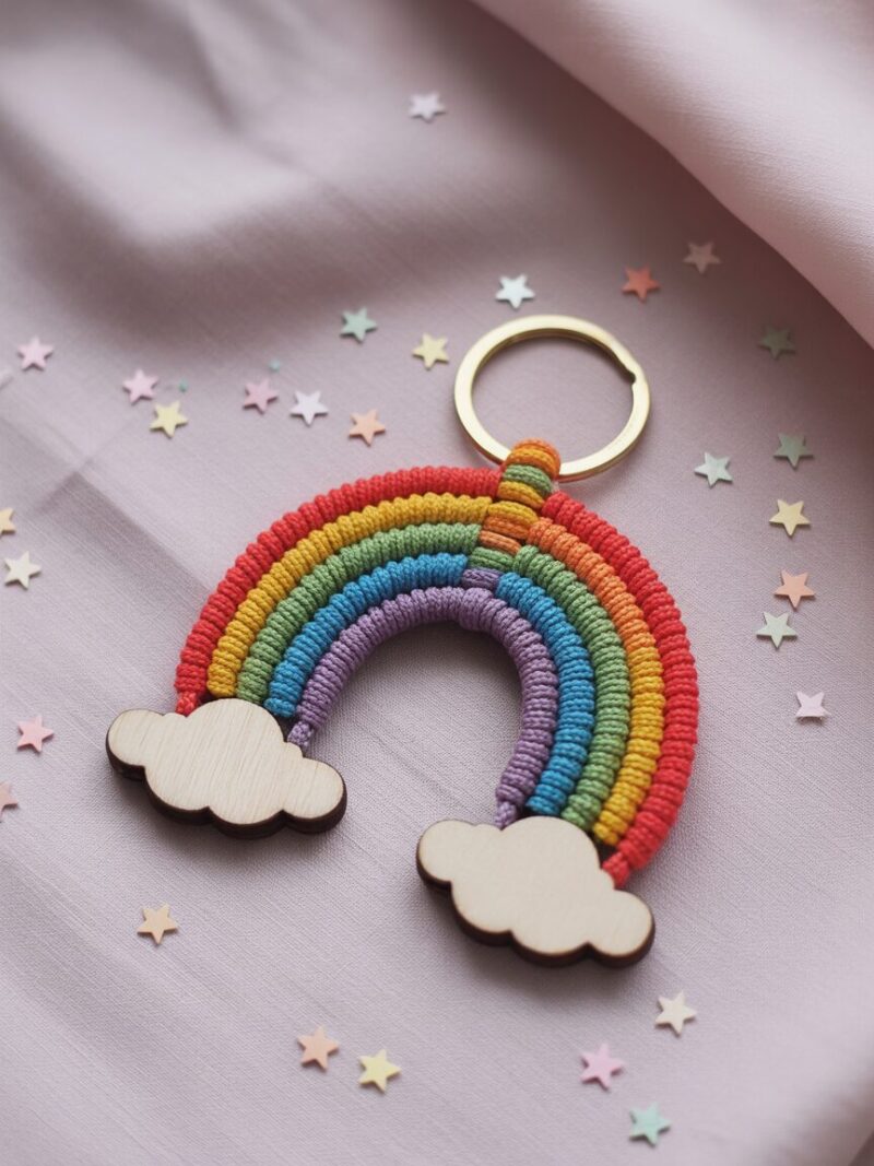 10 Macrame Keychain Ideas to Elevate Your Craft Game 5 5. Rainbow Macrame Keychain