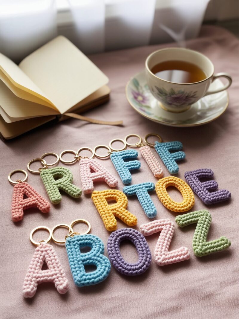 4. Crochet Letter or Initial Keychains