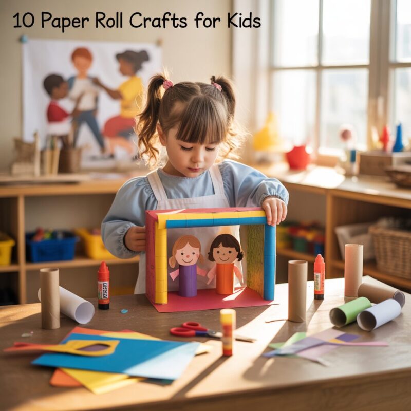 7. Shadow Puppet Theater with Paper Roll Puppets