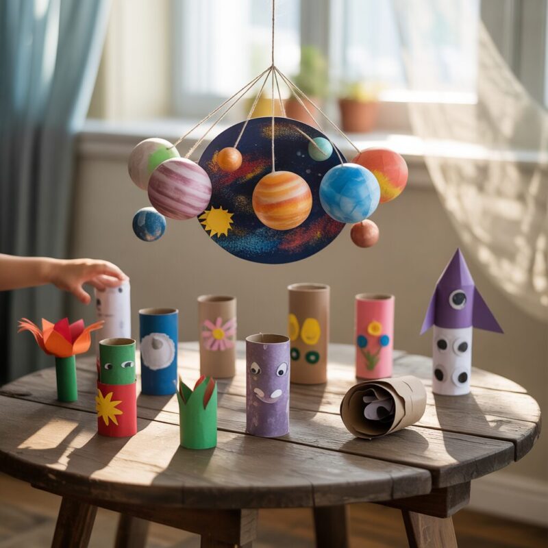2. Planet Mobile: Solar System from Paper Rolls