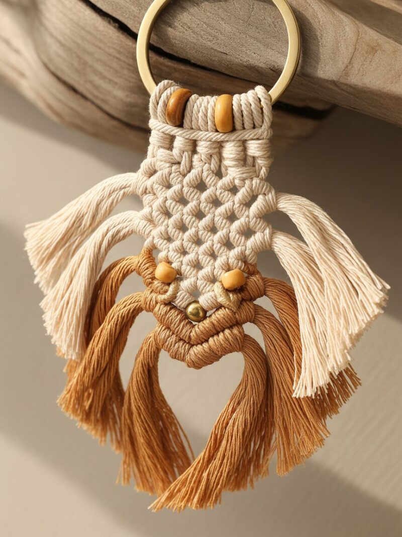 10 Macrame Keychain Ideas to Elevate Your Craft Game 1 1. Boho Fringe Macrame Keychain