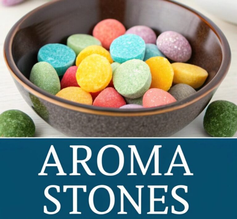 How to Make Aroma Stones DIY 8 a collage of 2 images of a cozy close up scene of