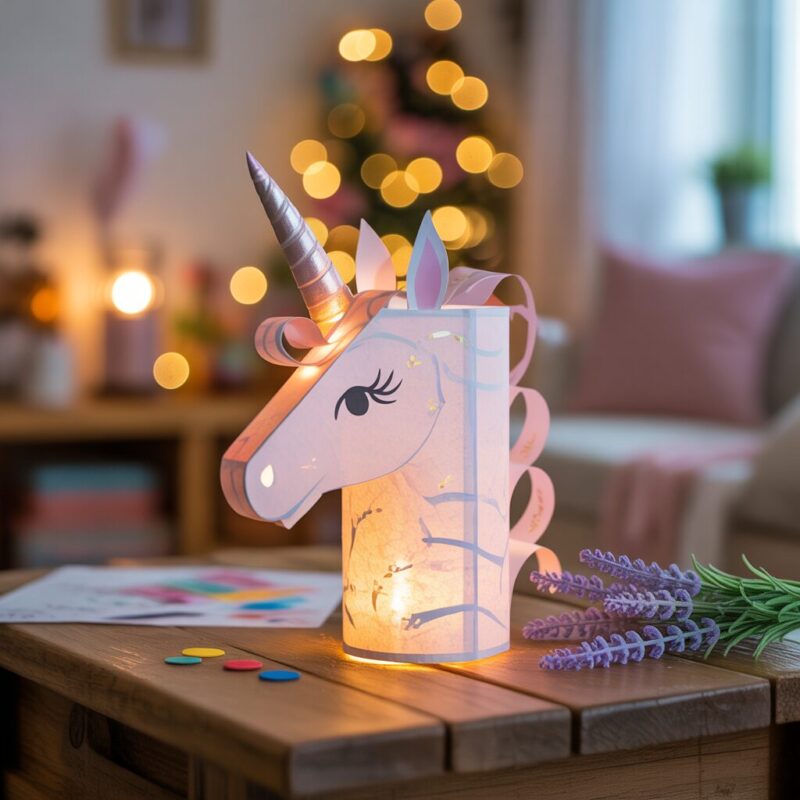 1. Unicorn Lantern from a Paper Roll