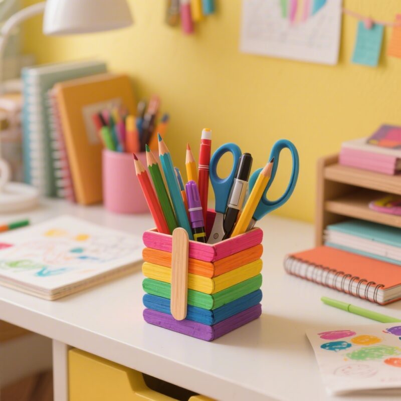 5. Popsicle Stick Pencil Holder