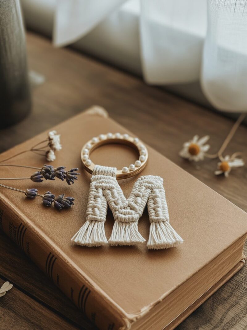 10 Macrame Keychain Ideas to Elevate Your Craft Game 7 7. Personalized Initial Macrame Keychain