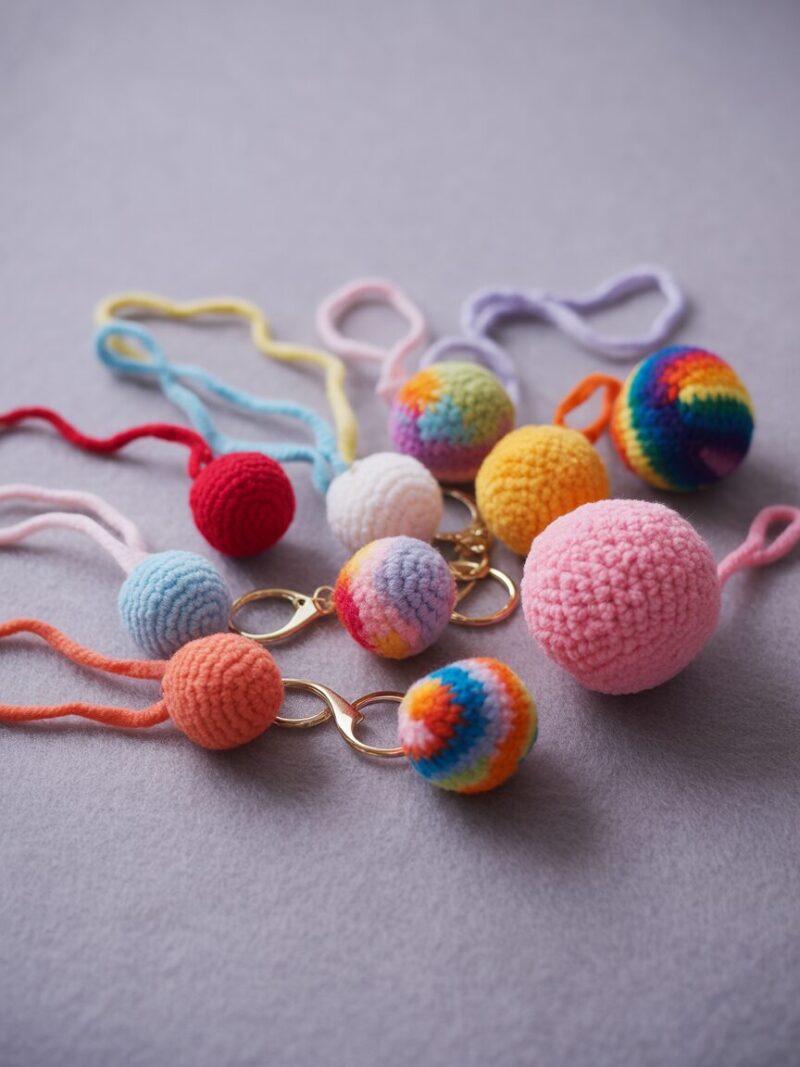 6. Crochet Pom-Pom Keychains