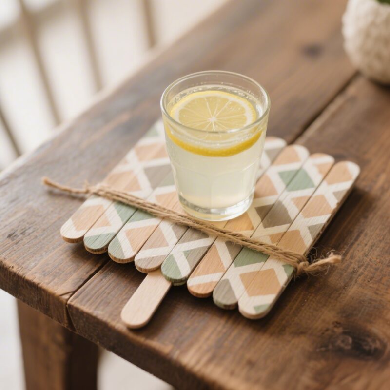 6. Popsicle Stick Coaster