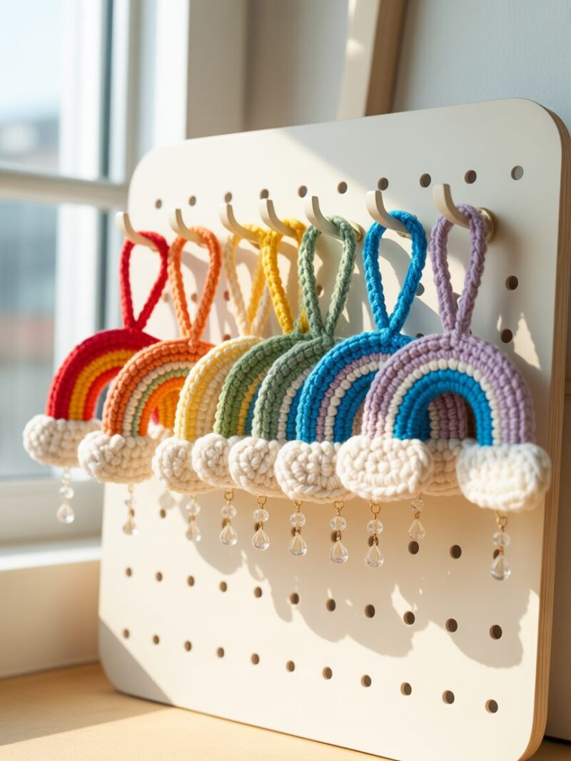 10. Crochet Rainbow Keychains