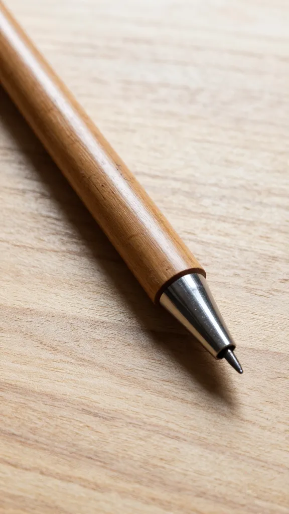 Closeup of wood burning pen on wooden surface