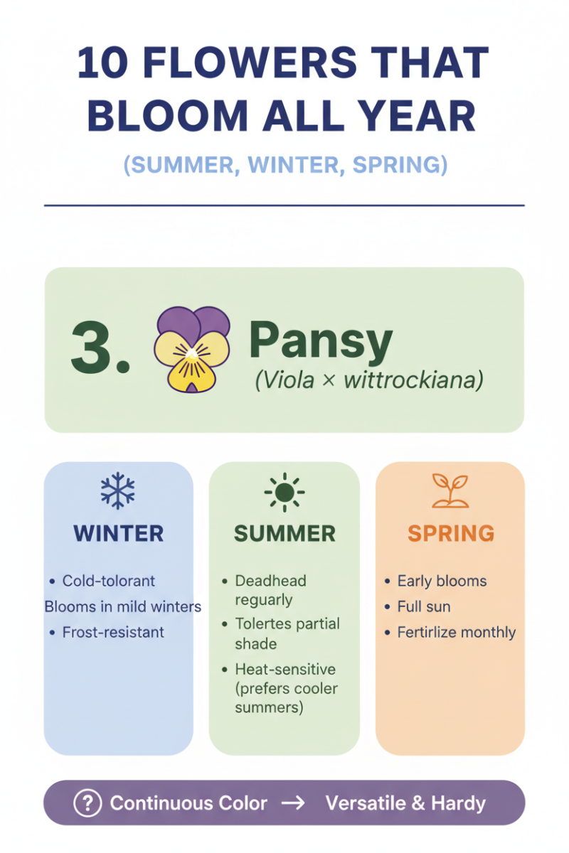 3. Pansy (Viola × wittrockiana)