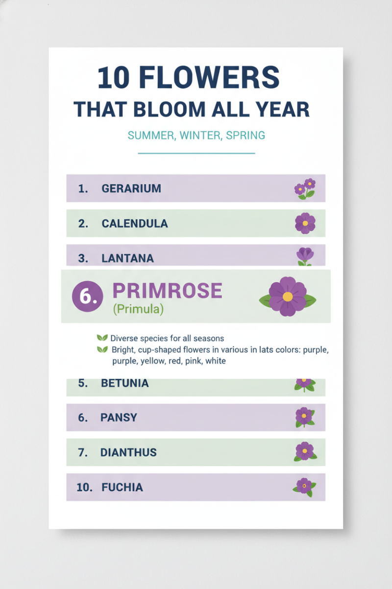 6. Primrose (Primula)