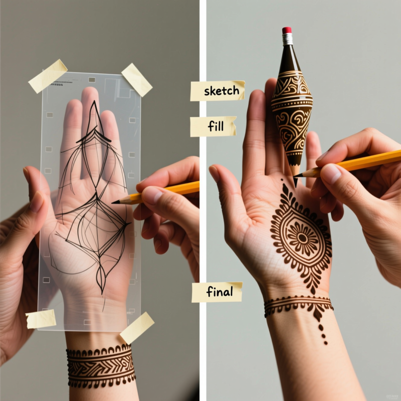 12 Henna Hand Design Ideas: Easy and creative 7 Step 7: Step-by-Step Execution Workflow (From Sketch to Final)
