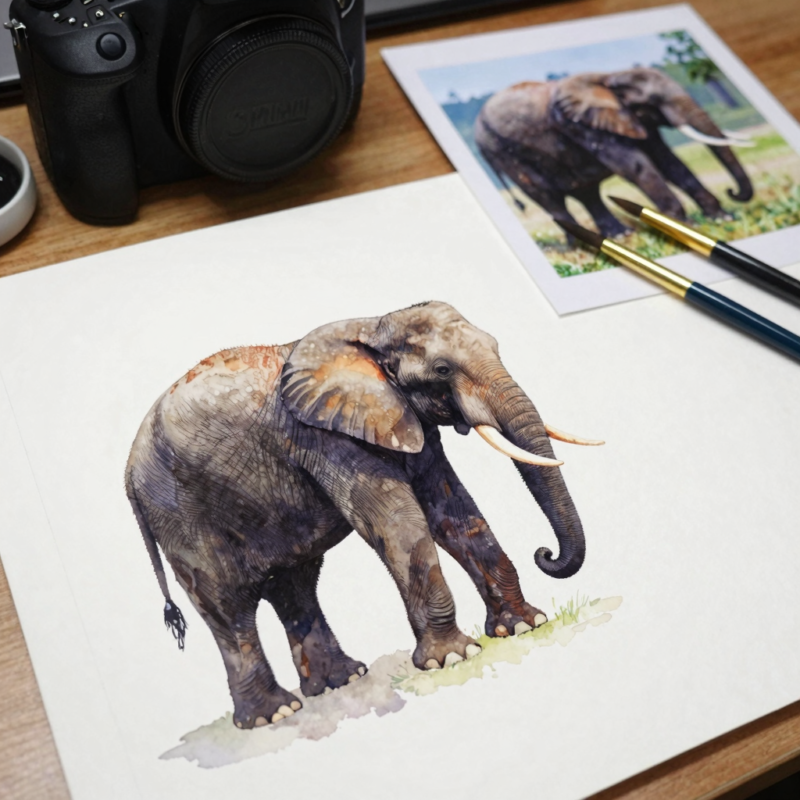 Step 5: Elephant (Animal Silhouette + Facial Details)